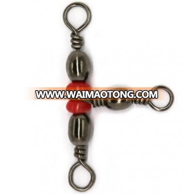 Free Sample Factory Supply Three Way Red Brass Fishing Swivel Barrel Triple Swivel Fishhook Lure Line Connector